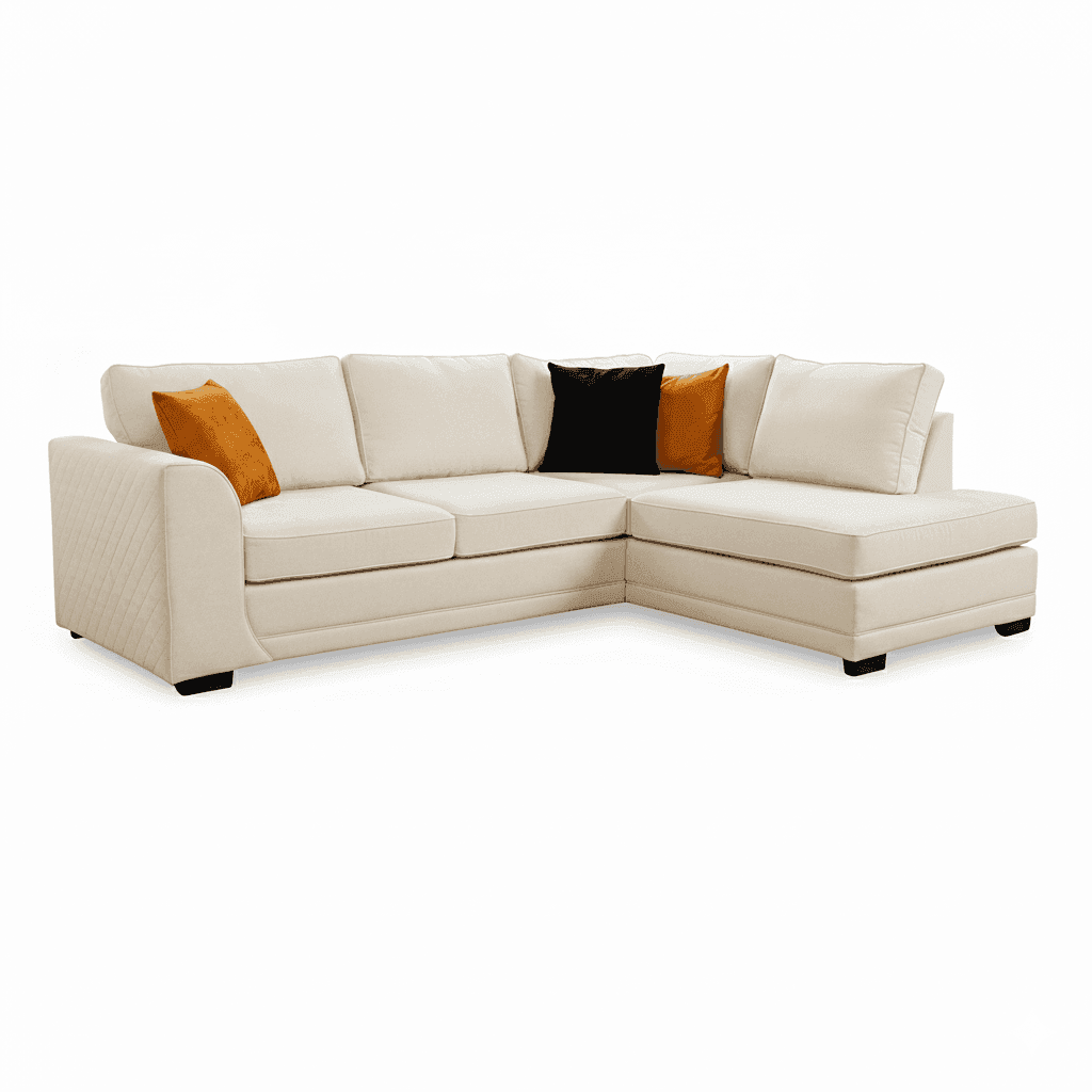 The Orka Corner Sofa in Cream woven fabric